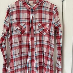 Vintage Hollister plaid button down top L 100% cotton like new